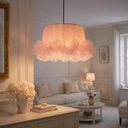 Coquette Ballerina Tulle Pendant Light Shade | Pink DIY Farbic Lampshade Kit
