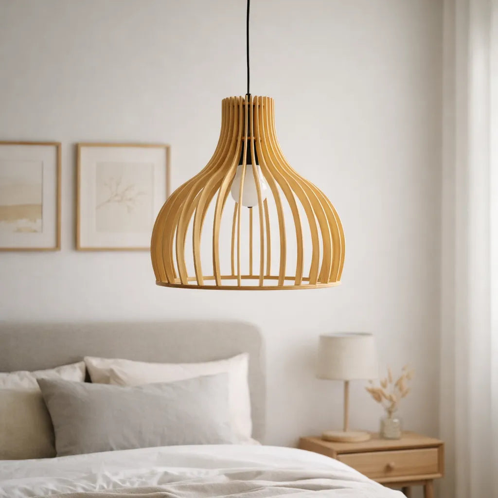 Scandinavia Sculptural Birdcage Wood Pendant Light Shade – M11