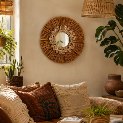 Large Rustic Wall Decor for Living Room | Farmhouse Mirror Wall Art