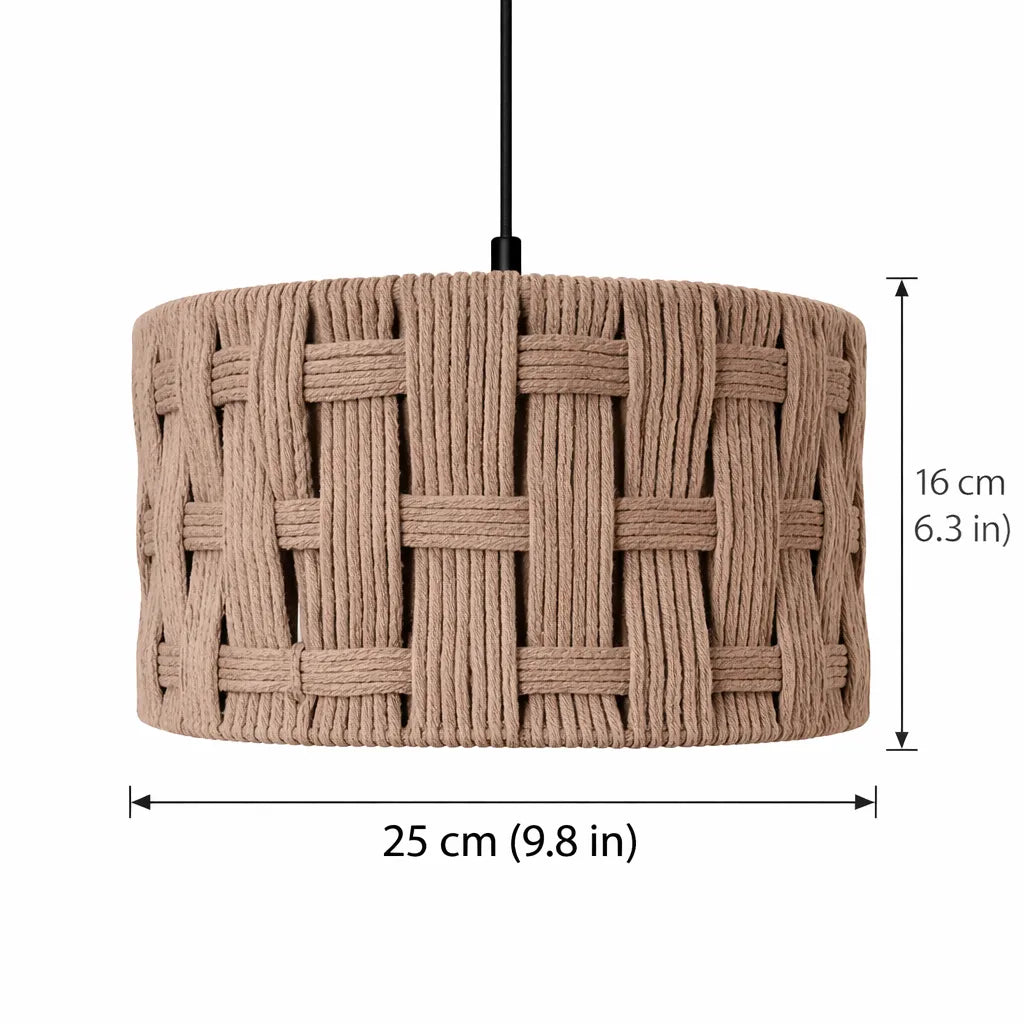 Natürlicher Pendelleuchtenschirm | Seilgewebter Trommel-Lampenschirm DIY-Kit für Steh- & Tischleuchten - E10/E14/E26/E27