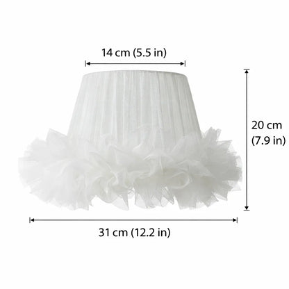 Ballerina Tüll Lampenschirm DIY Kit | Weißer Rüschenstoff Tischlampenschirm für Romantik & Kokett - E27, E26, E14, E10