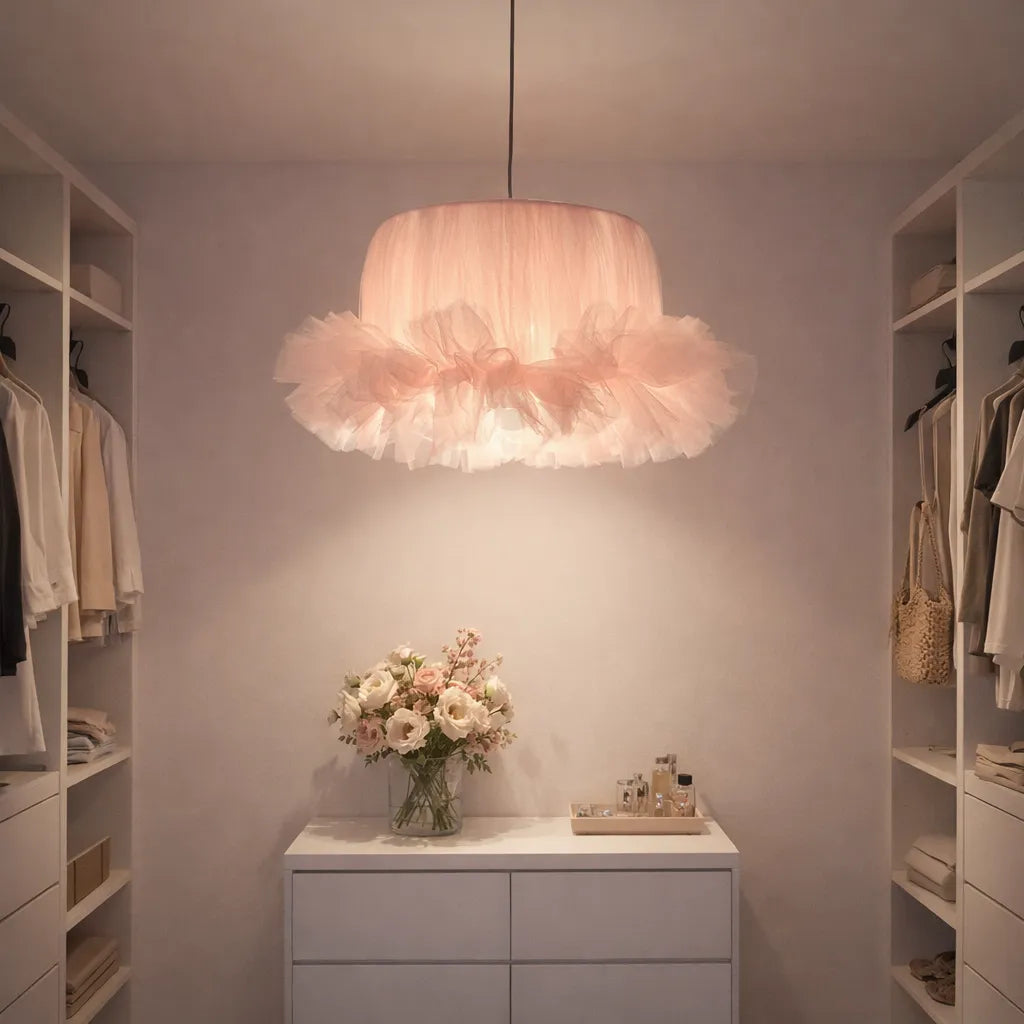 Coquette Ballerina Tulle Pendant Light Shade | Pink DIY Farbic Lampshade Kit