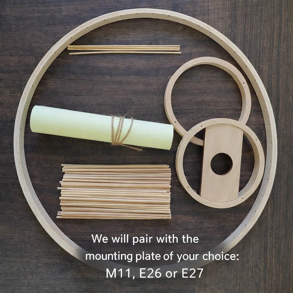 Kit DIY d'abat-jour suspendu Japandi en bambou | Design minimaliste – M11/E10/E26/E27