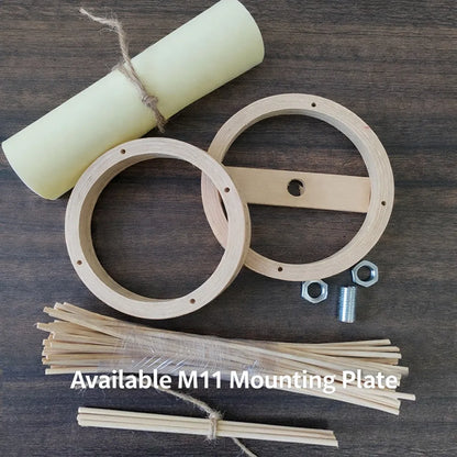 Kit abat-jour lanterne Japandi en bambou pour chevet | Design minimaliste – M11/E10