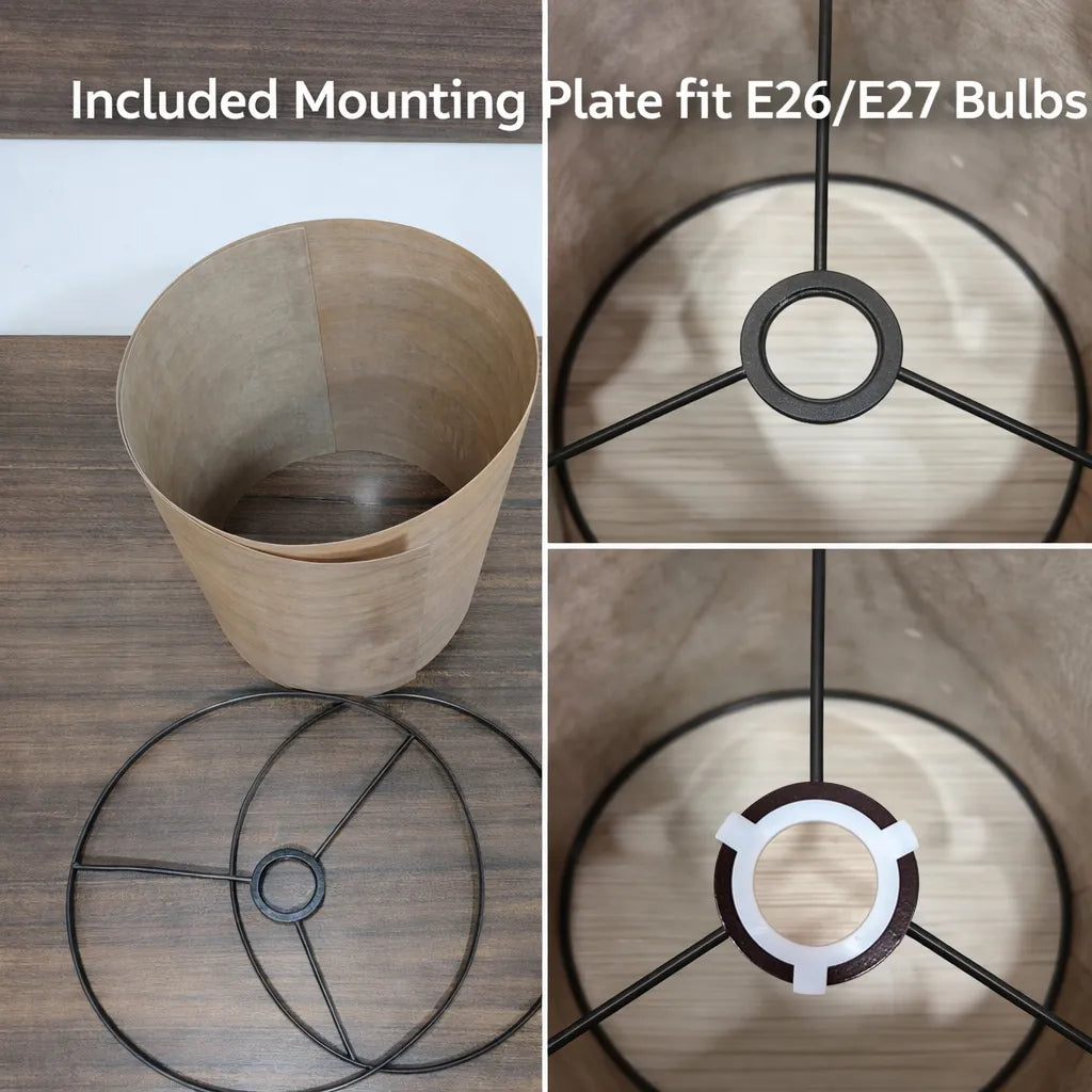 Abat-jour suspendu vintage en forme de tambour | Kits d'abat-jour en bois pour lampadaires et chambres à coucher