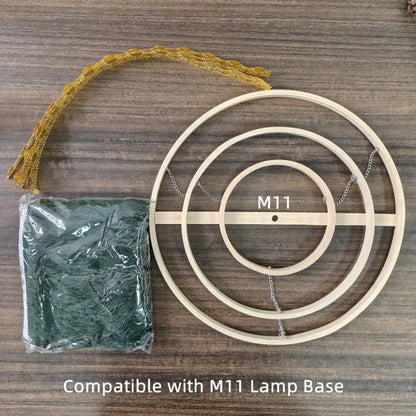 Abat-jour suspendu à franges rose et vert | Kit DIY pour suspension lumineuse style bohème