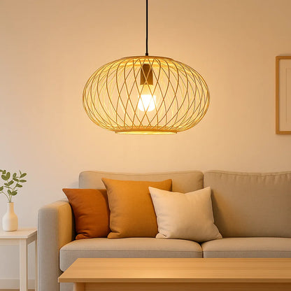 Kit DIY Abat-jour suspendu globe nordique en bambou | Design cage – E27/E26/E10/M11