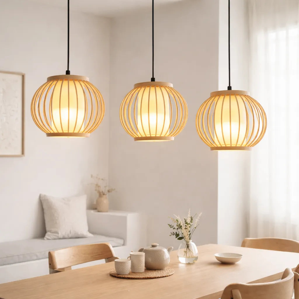 Japandi Small Lantern Bamboo Pendant Light Shade for Bedside | Minimalist Design – M11