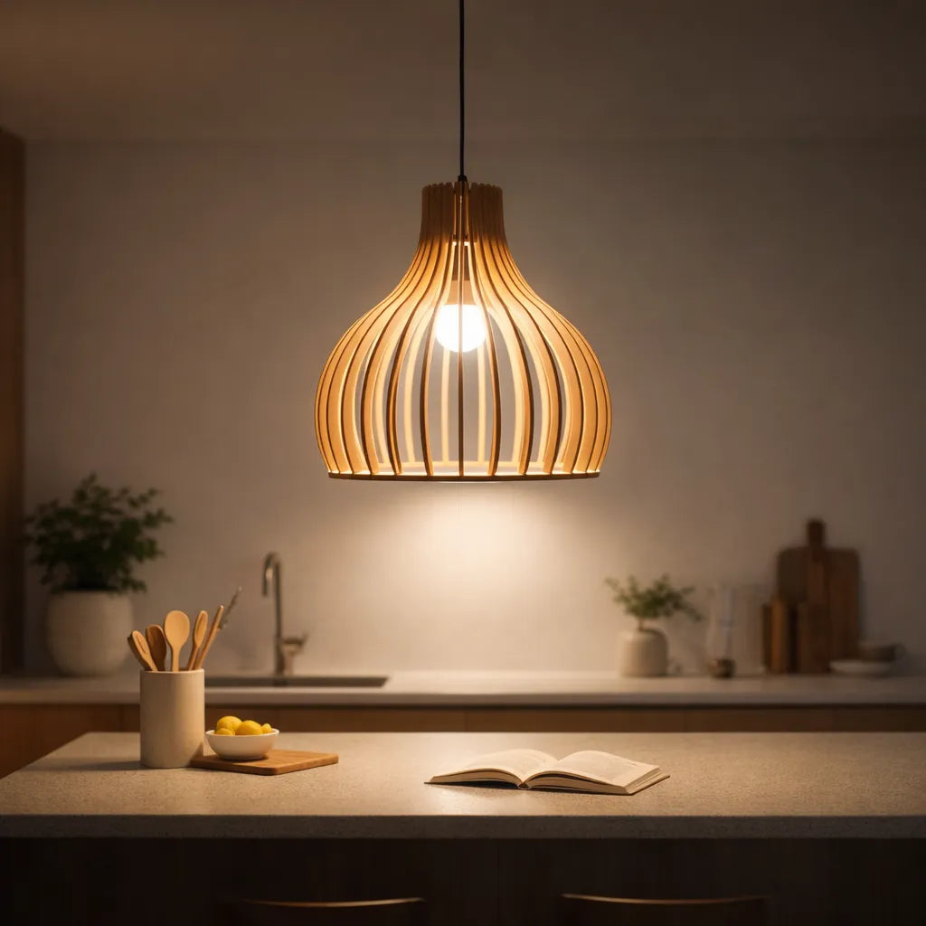 Scandinavia Sculptural Birdcage Wood Pendant Light Shade – M11