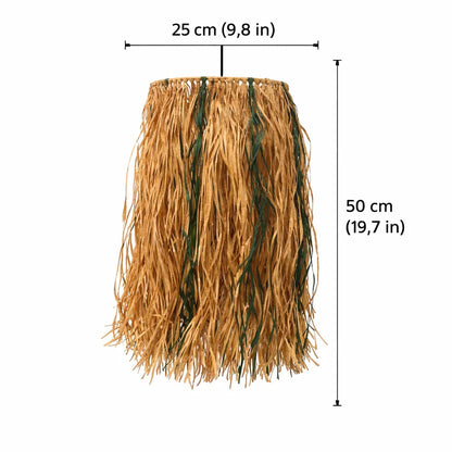 Boho Raffia Pendant Lampshade | Natural DIY Hanging Light Shade Kit with Fringe