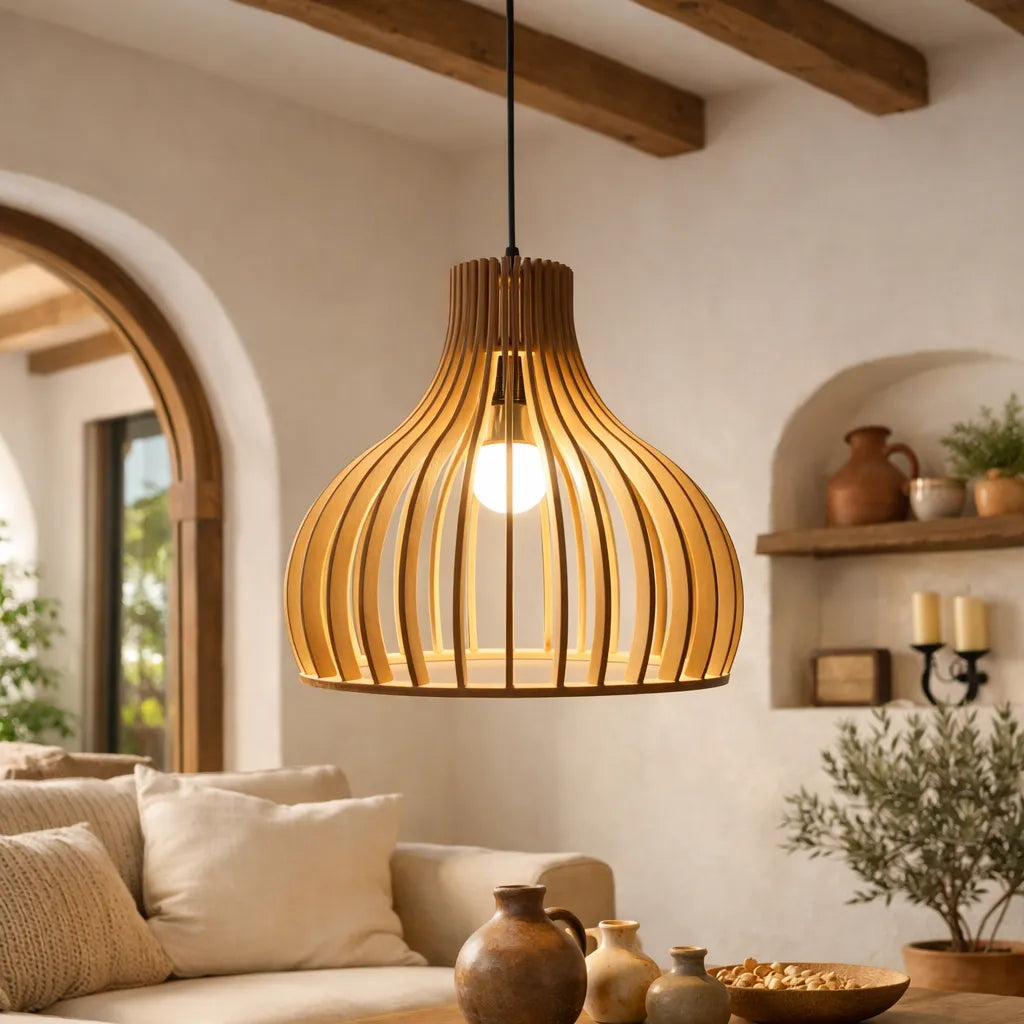 Scandinavia Sculptural Birdcage Wood Pendant Light Shade – M11