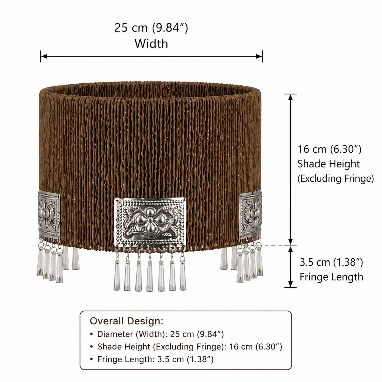 Boho Seillampenschirm mit Fransen-Detail | Natürlicher strukturierter Tischlampenschirm