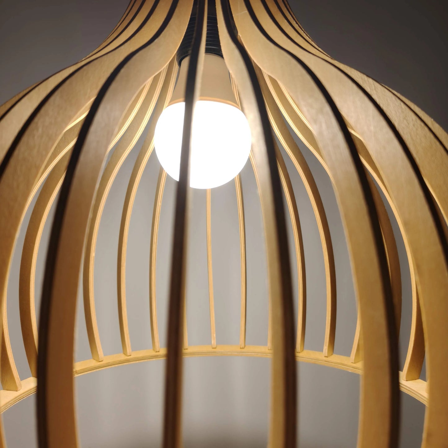 Scandinavia Sculptural Birdcage Wood Pendant Light Shade – M11