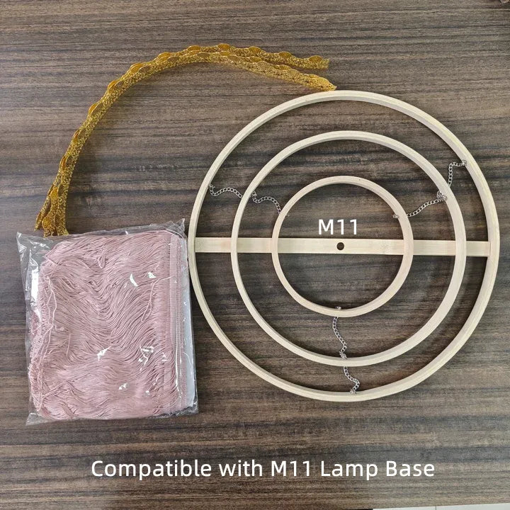 Abat-jour suspendu à franges rose et vert | Kit DIY pour suspension lumineuse style bohème