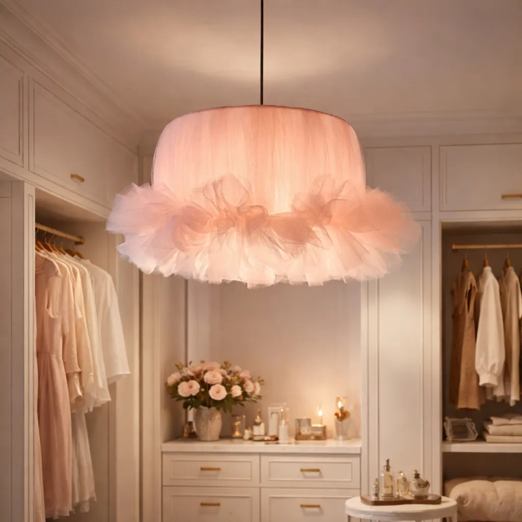 Coquette Ballerina Tulle Pendant Light Shade | Pink DIY Farbic Lampshade Kit