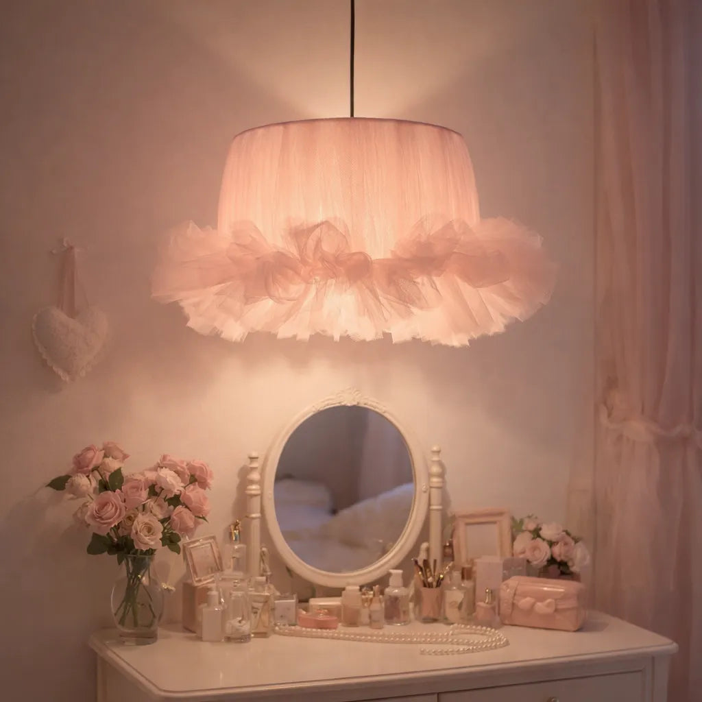 Coquette Ballerina Tulle Pendant Light Shade | Pink DIY Farbic Lampshade Kit