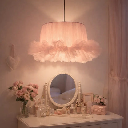 Coquette Ballerina Tulle Pendant Light Shade | Pink DIY Farbic Lampshade Kit