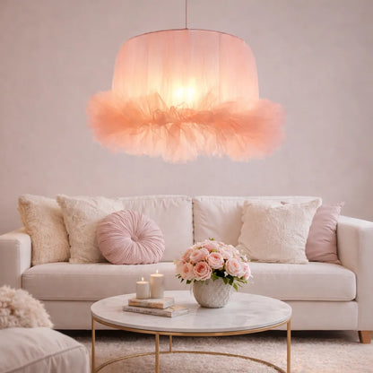 Coquette Ballerina Tulle Pendant Light Shade | Pink DIY Farbic Lampshade Kit