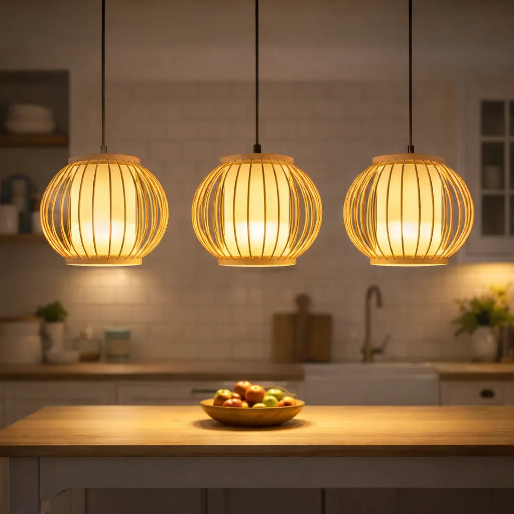 Japandi Small Lantern Bamboo Pendant Light Shade for Bedside | Minimalist Design – M11