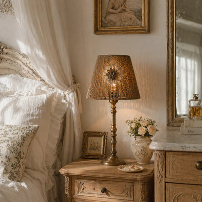 Kit d'abat-jour empire rustique en corde à faire soi-même | Petit abat-jour de lampe de table naturel avec motif floral