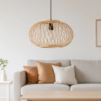 Kit DIY Abat-jour suspendu globe nordique en bambou | Design cage – E27/E26/E10/M11