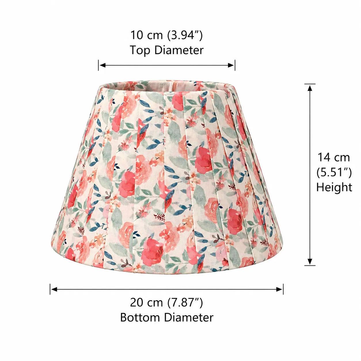 Plissierter Lampenschirm mit Blumenmuster für Tischlampe | Vintage Rosa Stoffschirm - E10 / E14 / E26 / E27