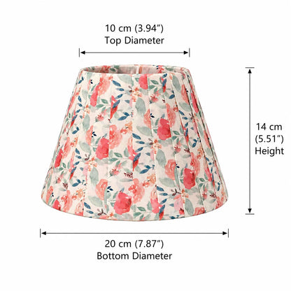 Plissierter Lampenschirm mit Blumenmuster für Tischlampe | Vintage Rosa Stoffschirm - E10 / E14 / E26 / E27