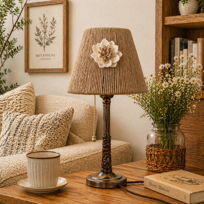 Kit d'abat-jour empire rustique en corde à faire soi-même | Petit abat-jour de lampe de table naturel avec motif floral