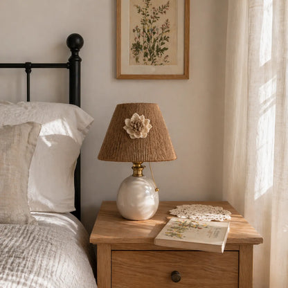 Kit d'abat-jour empire rustique en corde à faire soi-même | Petit abat-jour de lampe de table naturel avec motif floral