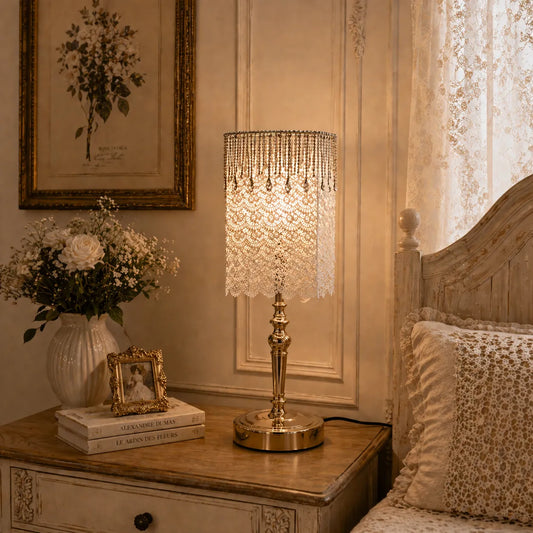 Abat-jour vintage en dentelle blanche | Abat-jour romantique à faire soi-même pour lampe de chevet - E10 / E14 / E26 / E27
