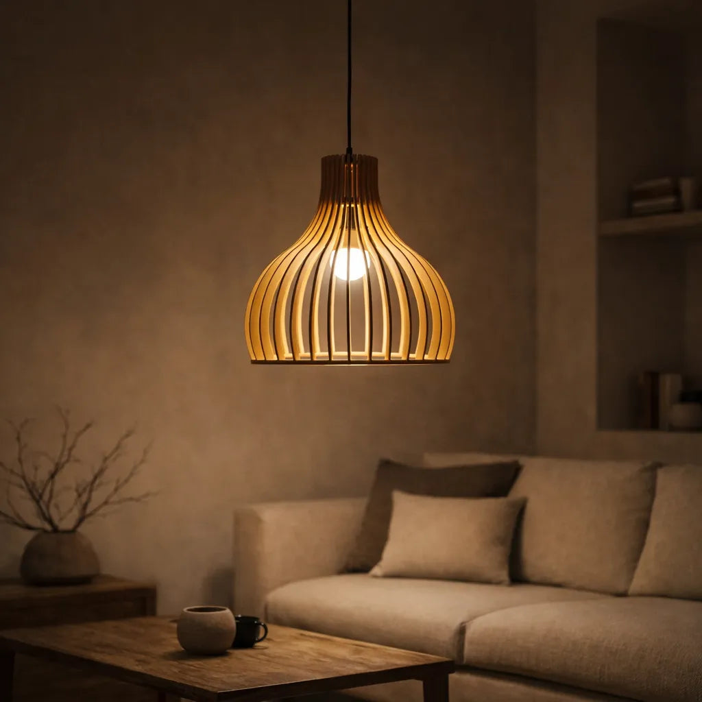 Scandinavia Sculptural Birdcage Wood Pendant Light Shade – M11